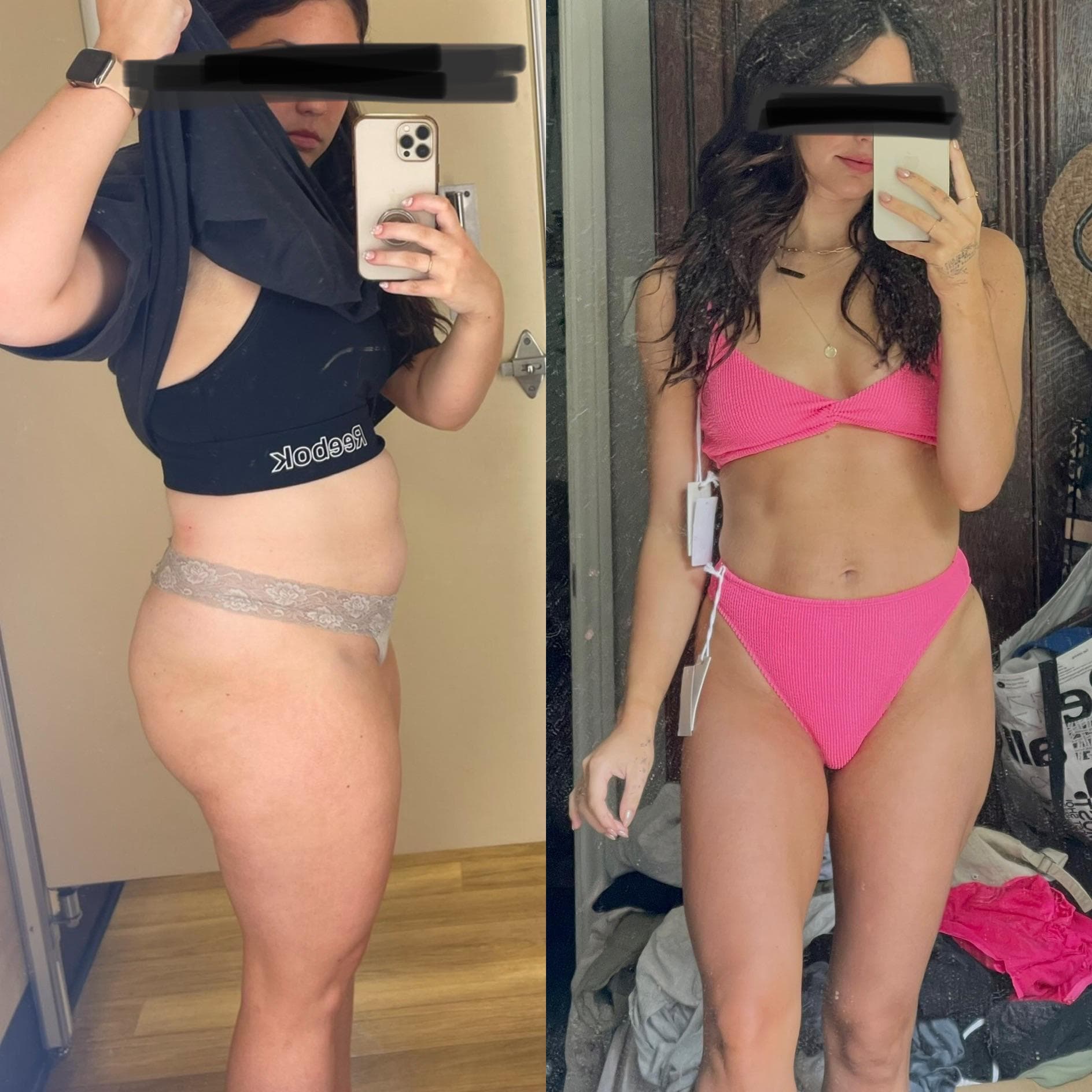 50 lbs down — before and after