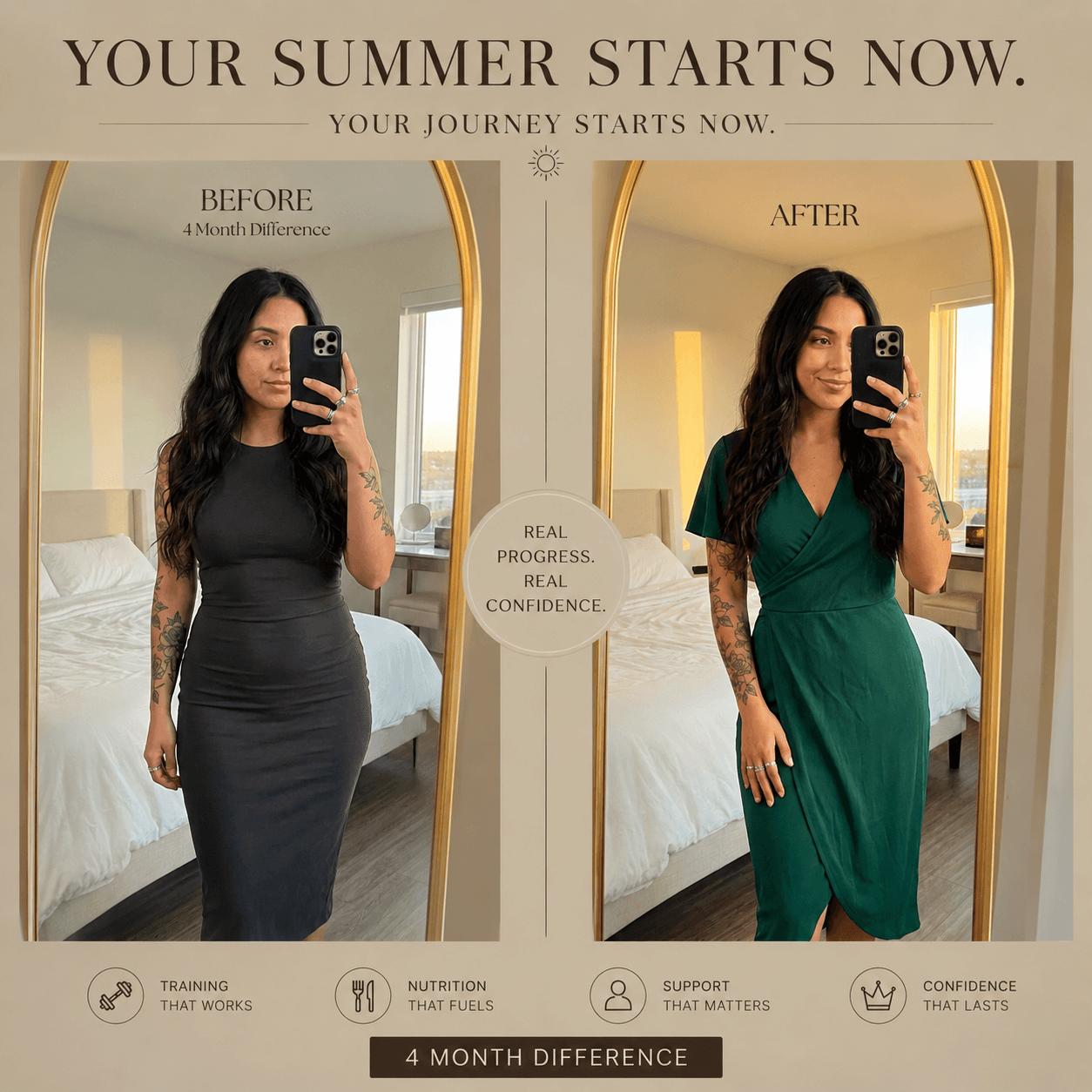 Before and after — summer transformation